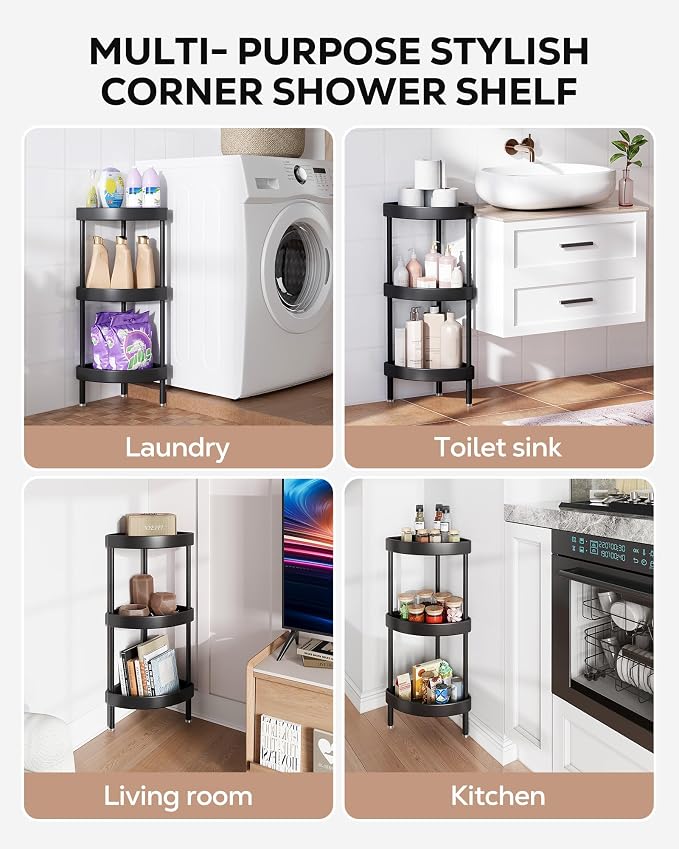 Nieifi Corner Shower Caddy Stand-3 Tier Rustproof Anodized Aluminum Standing - Image 9