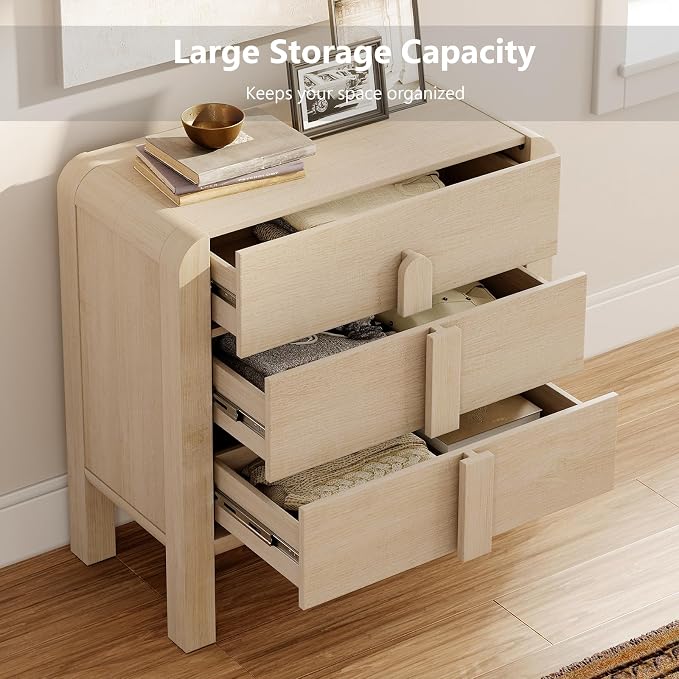 WAMPAT 3 Drawer Dresser for Bedroom, 31.5" Wide Mid Century Modern Wide Chest - Image 5