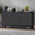 Fluted 9 Drawer Dresser, 57.1" Wide Modern Boho Chest of Drawers, Wooden by BORNOON