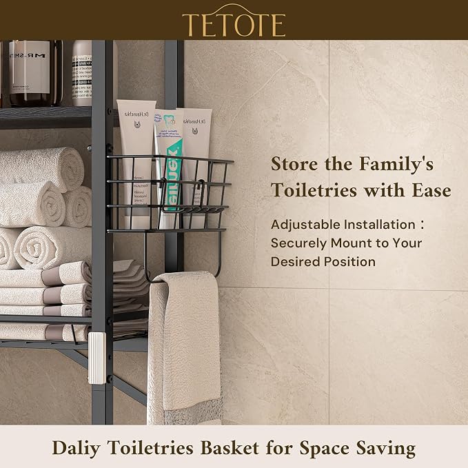 TETOTE Over Toilet Bathroom Organizer, 4-Tier Bathroom Over The Toilet Storage - Image 7