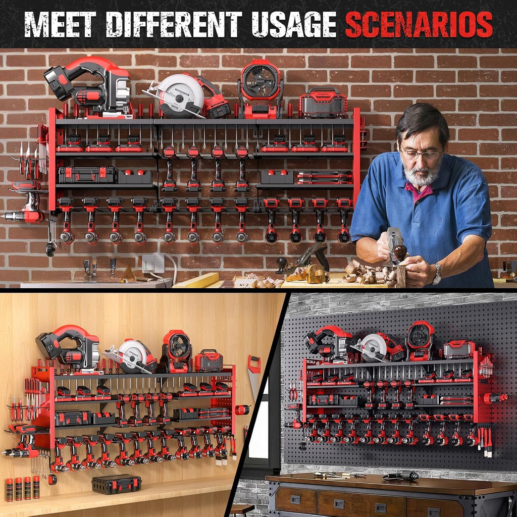 49.8" Power Tool Organizer Wall Mount,Holds 18 Cordless Drills
