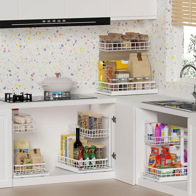 Under Sink Organizer, Adjustable Height Pull-Out Kitchen Storage Organization - Image 7