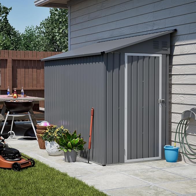 Outdoor Metal Storage Shed 4 x 8 ft, Garden Shed Lean to shed by LZBEITEM