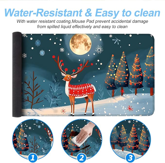 Christmas Reindeer Mouse Pad– Large Extended Desk Mat - Image 6