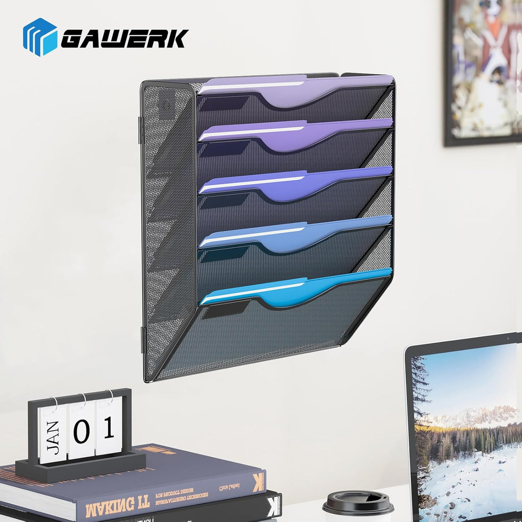 5 Tier Hanging Wall File Organizer, Mesh Mail Paper Orgnization