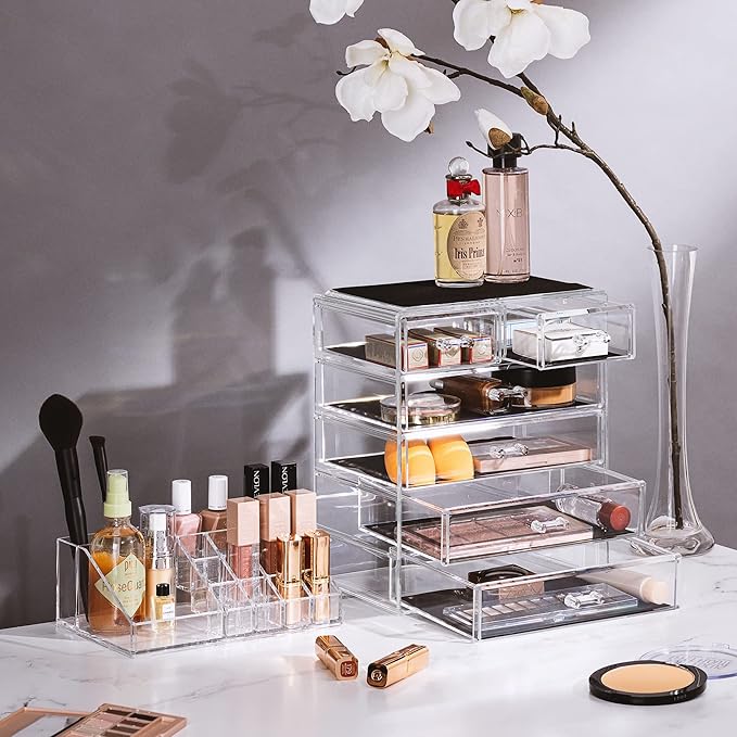 Sorbus Acrylic Makeup Organizer Set, 6-Drawer Vanity & Countertop Cosmetic - Image 3