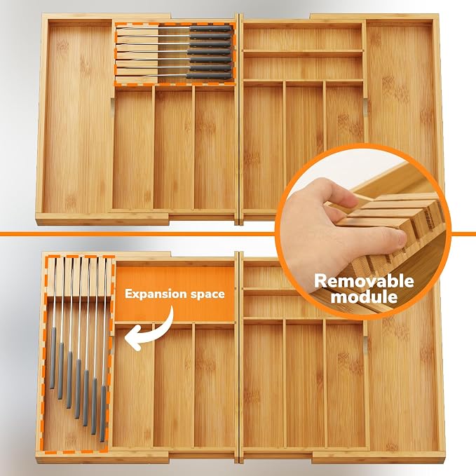 BAMEOS Expandable Silverware Drawer Organizer - Image 3