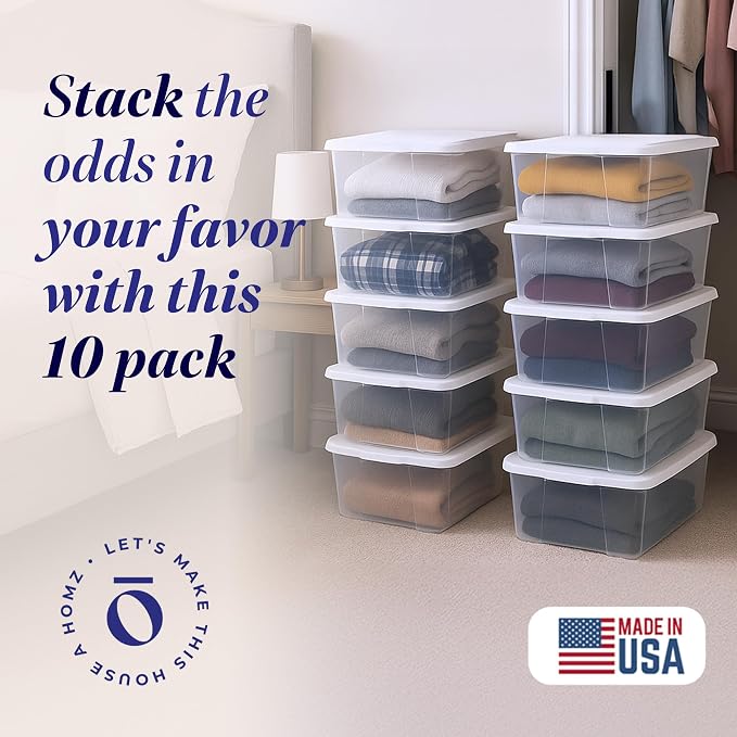 HOMZ 10-Pack Snaplock, Small Clear Plastic Storage Organizer Bins w/ Lids - Image 2