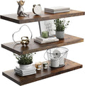 Wall Shelf Set of 3, Rustic Brown Floating Shelves 30 in W x 10 in D x 1 in H by Home