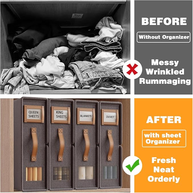 Bed Sheet Organizers and Storage – Foldable Linen Closet Organizers - Image 8