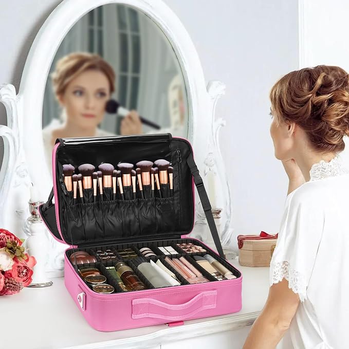 Relavel Makeup Case Large Makeup Bag Professional Train Case Travel Cosmetic - Image 7