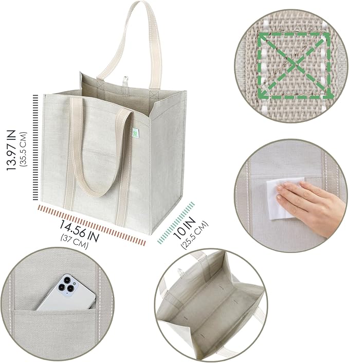 VENO 4 Pack Reusable Grocery Bags, Heavy-Duty Shopping Bags - Image 2
