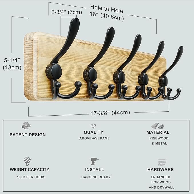 Dseap Coat Rack Wall Mount - Image 6