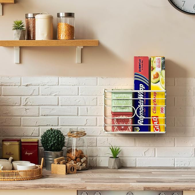 Deco Brothers Wall Mount Kitchen Wrap Organizer Rack - Image 2