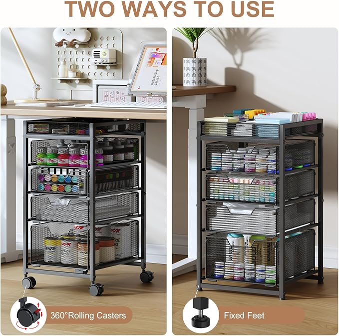 Rolling Utility Cart with 4 Drawers, Craft Organizer and Storage Carts with DIY - Image 3