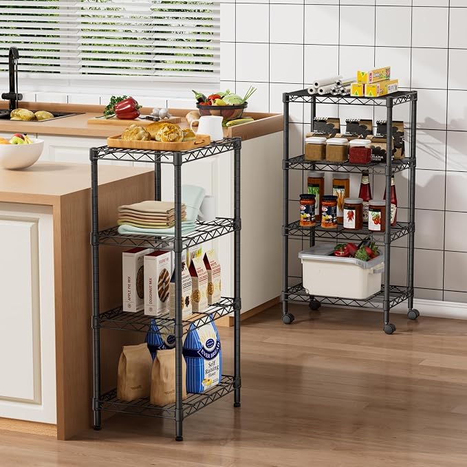 Small 4 Tier Shelves Storage Wire Shelving Unit Metal Shelf Adjustable - Image 2