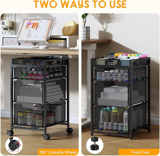 Rolling Utility Cart with 3 Drawers, Craft Organizer and Storage with DIY - Image 5