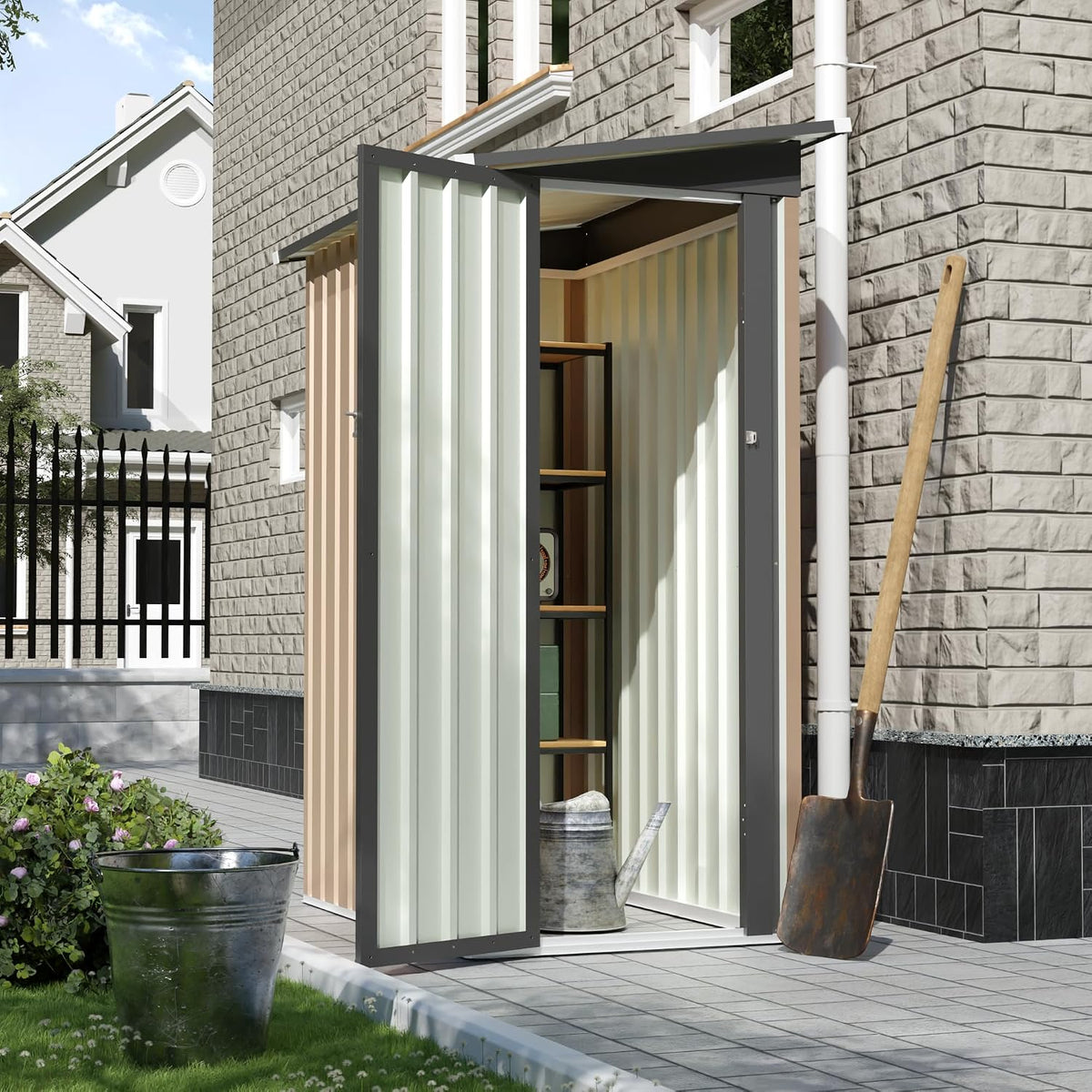 4 * 2 FT Metal Garden Storage Sheds for Patio Backyard Tools House