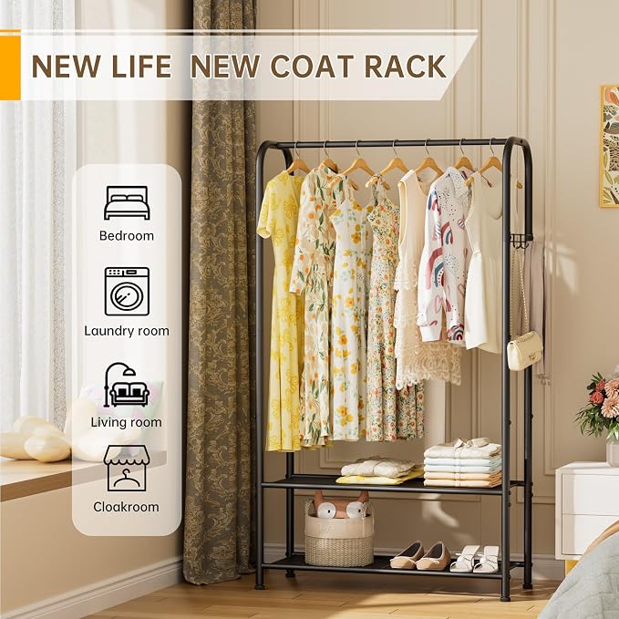 Clothes Garment Coat Rack Drying Clothing Racks Metal Freestanding - Image 8