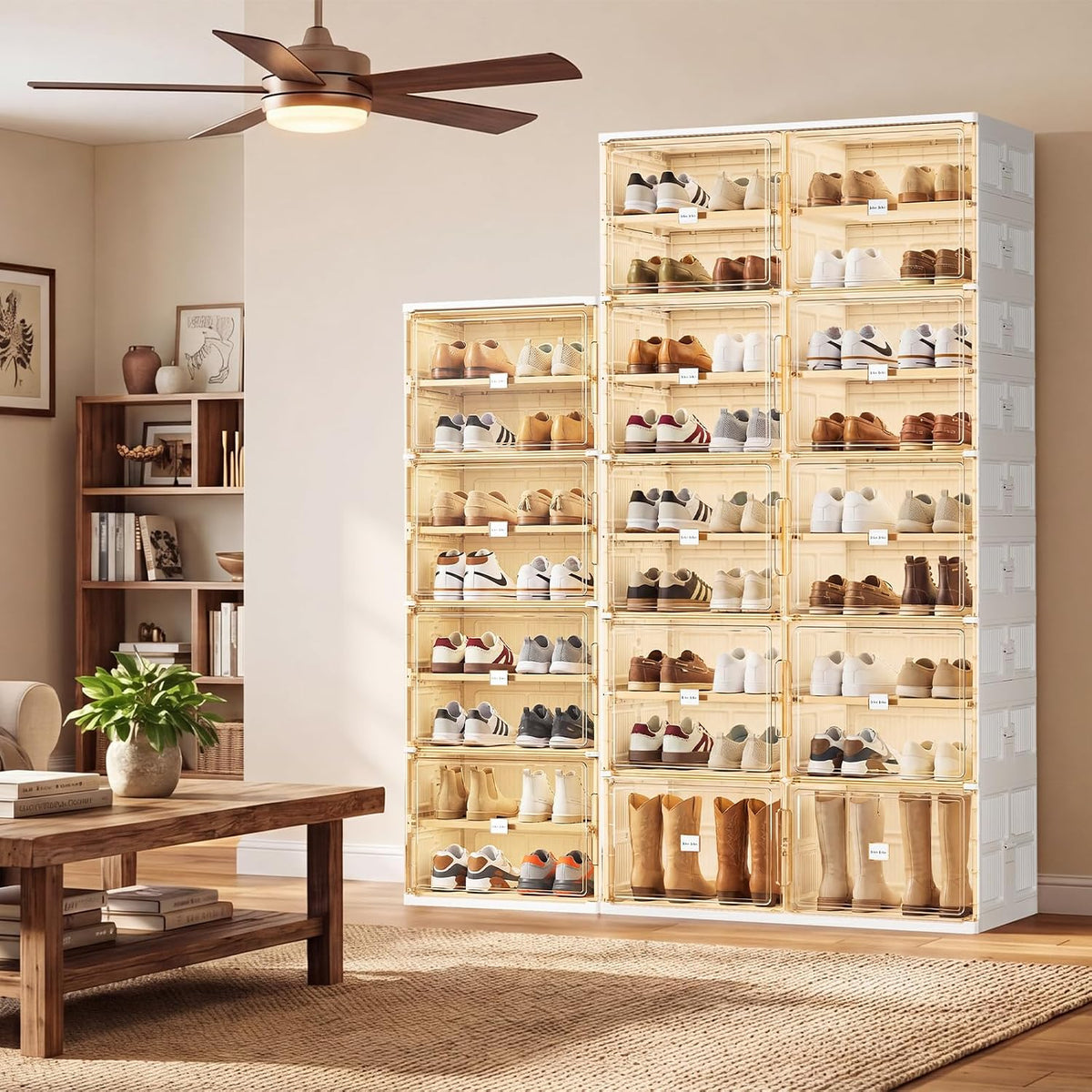 JEKO&JEKO 5 Tiers Foldable Boot and Shoe Storage Rack Cabinet for