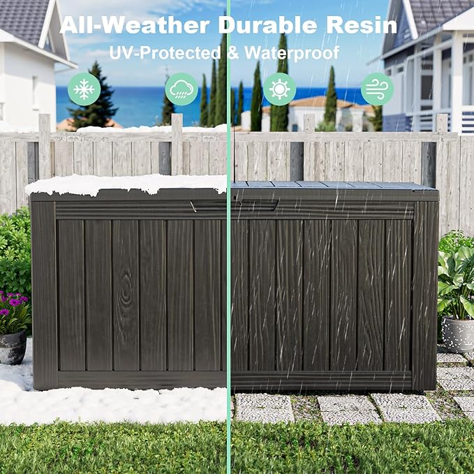 75 Gallon Resin Deck Box, Lockable Outdoor Storage Box - Image 7