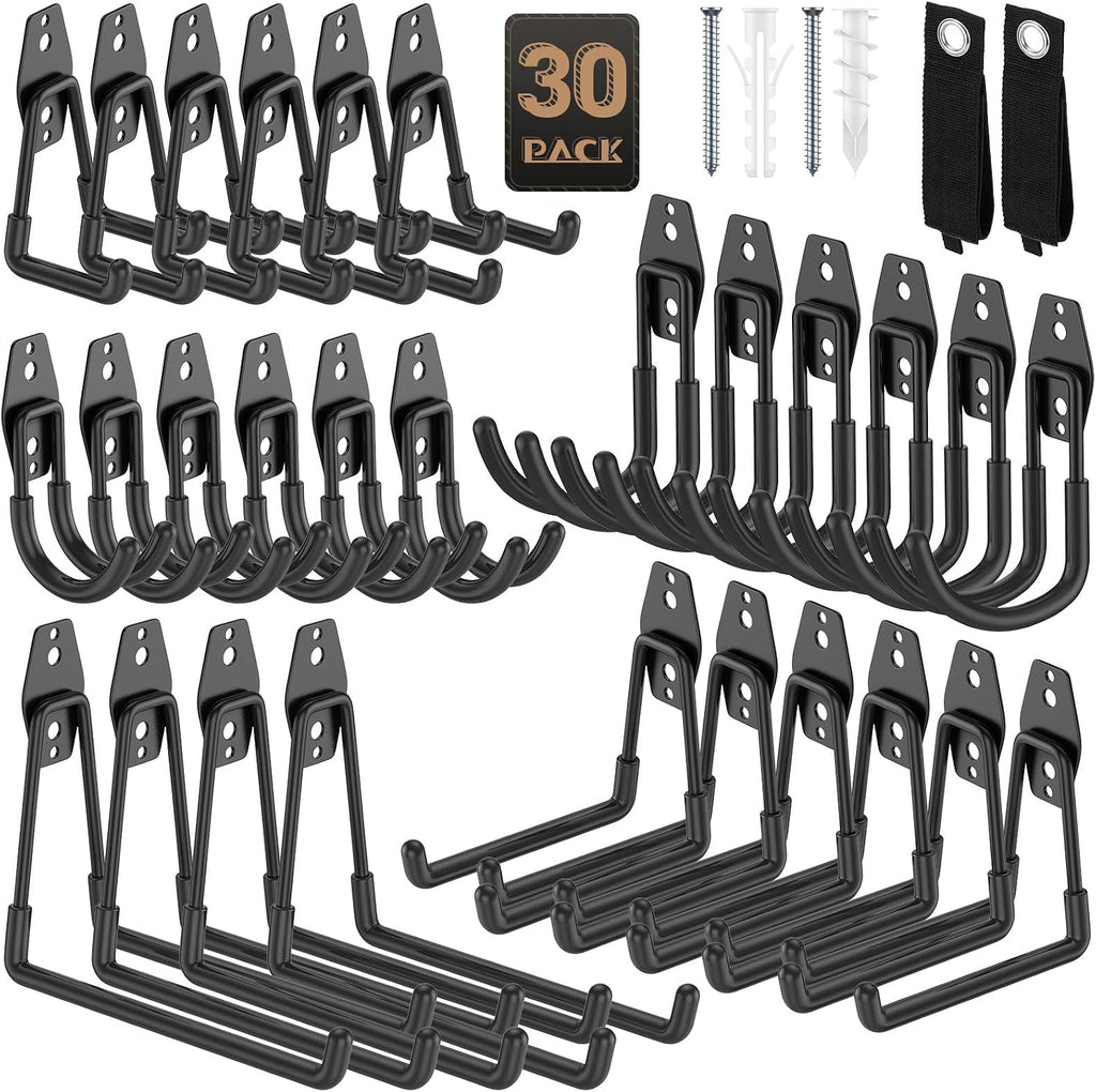 Heavy Duty Garage Hooks for Storage & Hanging Items, 30-Pack