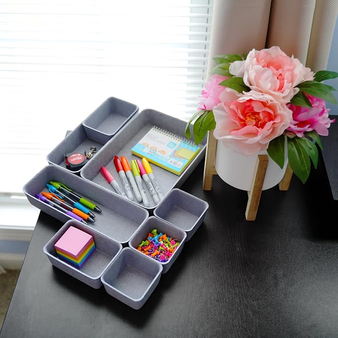 Welaxy Drawer organizers tray Felt storage bins office Desk Draw dividers Sleek - Image 3