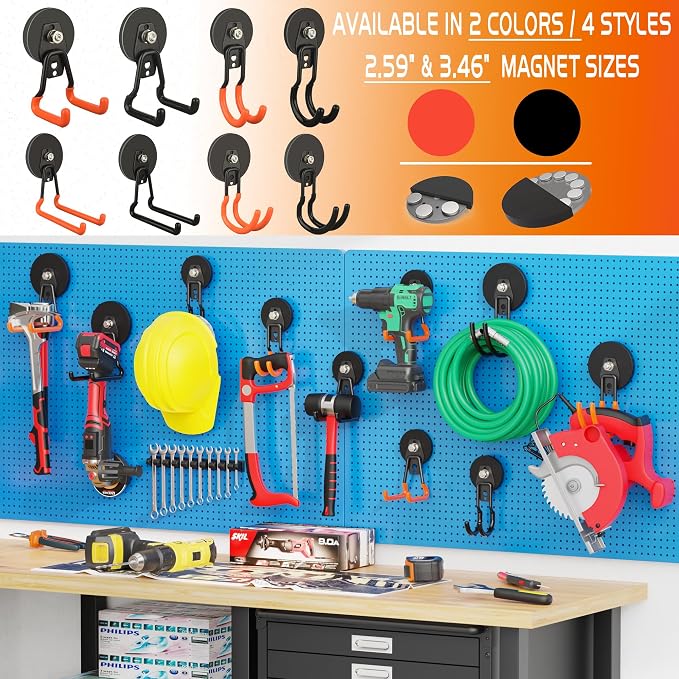 ULIBERMAGNET New Updated Garage Strong Magnetic Hooks, 2 Pack Heavy Duty Large - Image 9