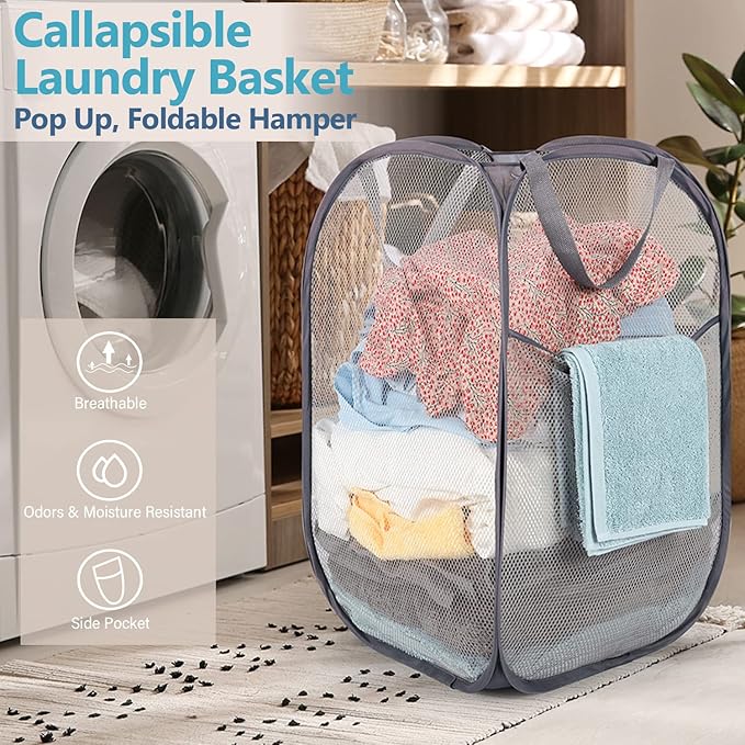Deluxe Strong Mesh Pop up Laundry Hamper Basket - Image 5