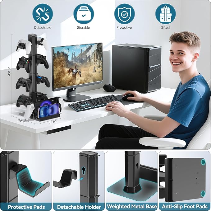 Gaming Headset & Controller Holder Stand - Image 4