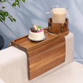 Couch Cup Holder for Thin Armrest Wider Than 4.9'', Acacia Wood Couch Arm Tray by Tomlyop