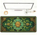 Green Vintage Floral Mouse Pad – Large Extended Desk Mat 35.43 x 15.75 in – by LEIWEIHOPE