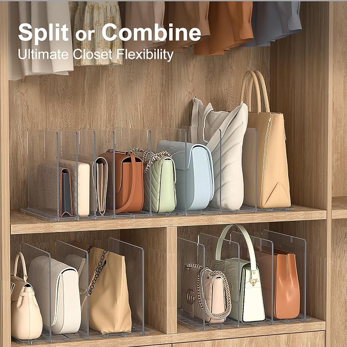Bag & Purse Organizer for Closet: Adjustable Clear Handbag Storage Shelf - Image 4