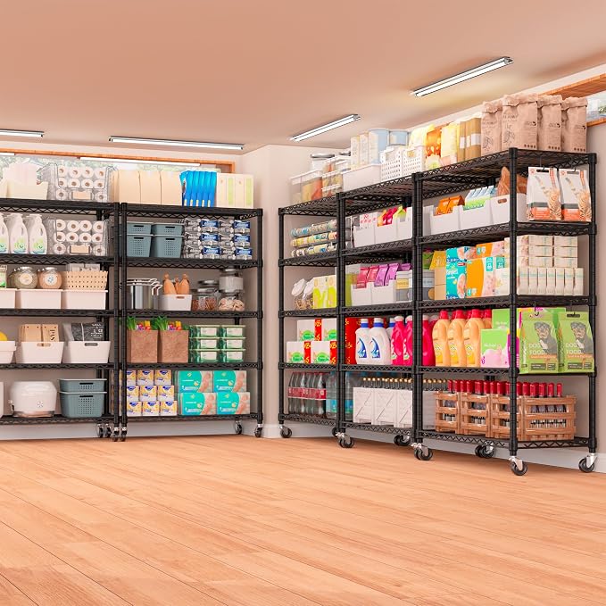 PrimeZone 74''H Wire Shelving 1250lbs 5 Tier Storage Shelves - Image 8