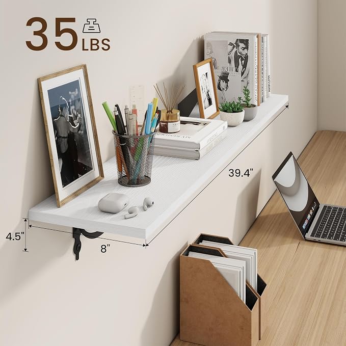 RICHFOCUS Floating Shelves for Wall Decor, 39.4W x 8D Shelves Set of 2 - Image 3