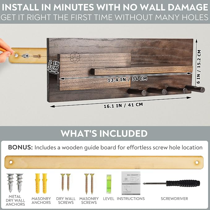 Solid Wood Mail and Key Holder for Wall Decorative Display - Image 5