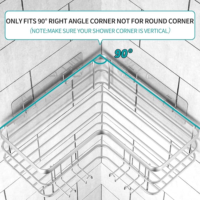 Yazoni Corner Shower Caddy, Rustproof Bathroom Shower Organizer Storage - Image 4