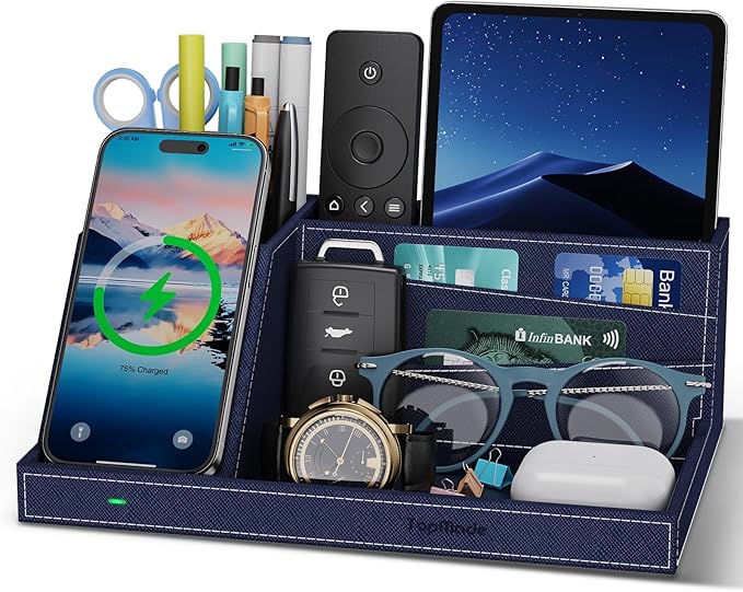 TopMade Wireless Charger Desk Organizer, Leather Multi-Functional Office by TopmadeProduct-Ordernow