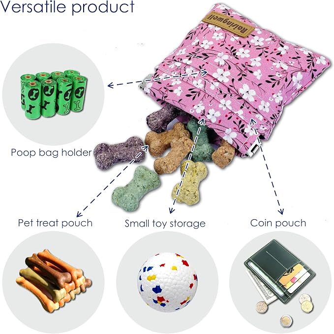 Dog Treat Pouch, Small Cotton Pocket Sized Training Holder, Hand Free Walking - Image 4