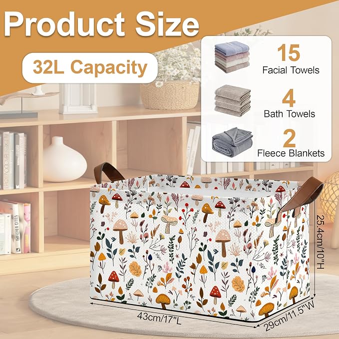 Decorative 32L Mushroom Storage Bins - Image 2