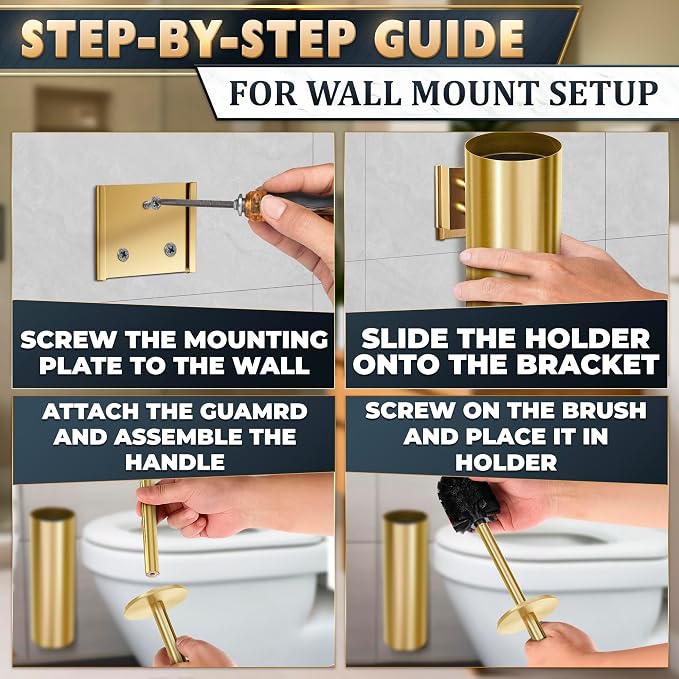 Gold Toilet Brush and Holder Set - Image 6