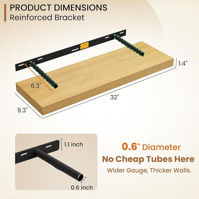 Fun Memories Floating Shelves 32 Inch Long, 9.3Inch Deep Floating Shelves - Image 3