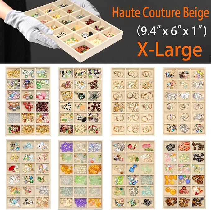 X-Large Jewelrys Tray for Drawer 8 Pack Earring Organizer Stackable Velvet - Image 6