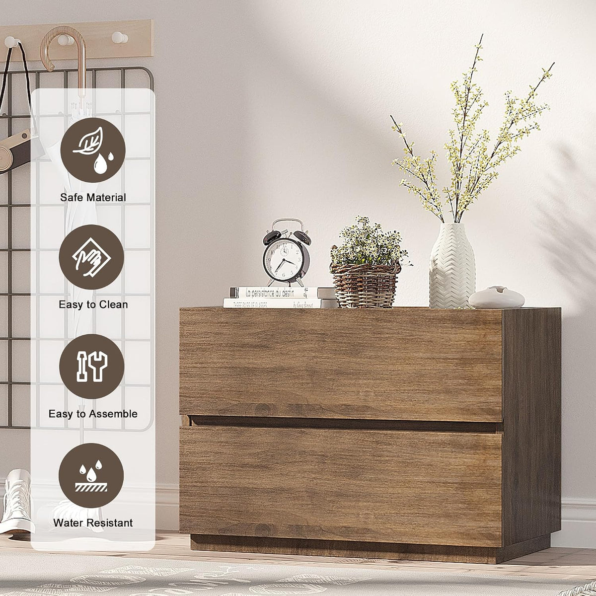 woodtalks Stackable 2 Drawer Dresser, Multi-Purpose Storage Closet