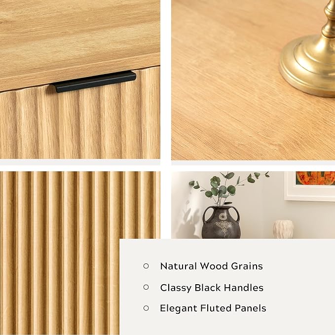 Modern Corner Cabinet, Fluted Small Floor Storage Cabinet - Image 6