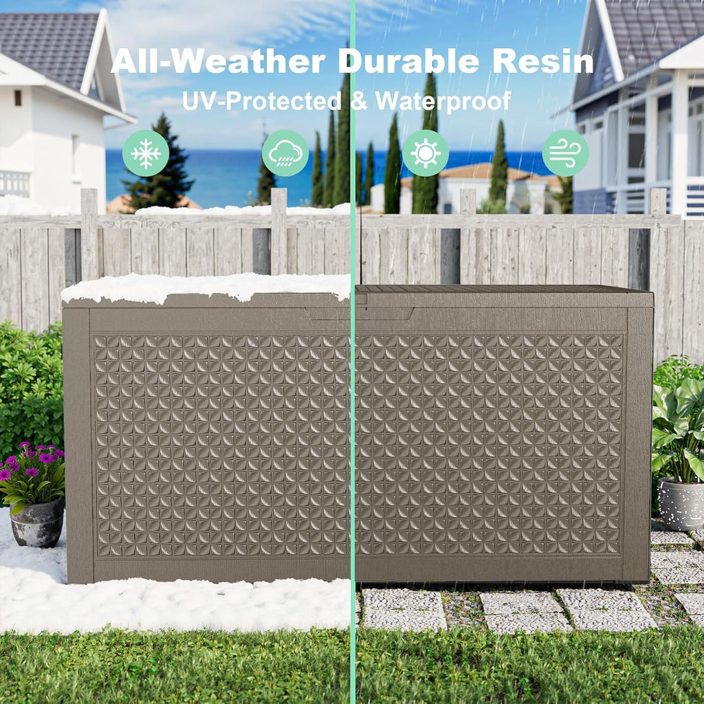 EasyUp 121 Gallon Outdoor Storage Box Waterproof, UV Resistant Resin