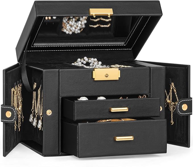 TORIBIO Jewelry Box for Women, Leather Jewelry Organizer by TORIBIO