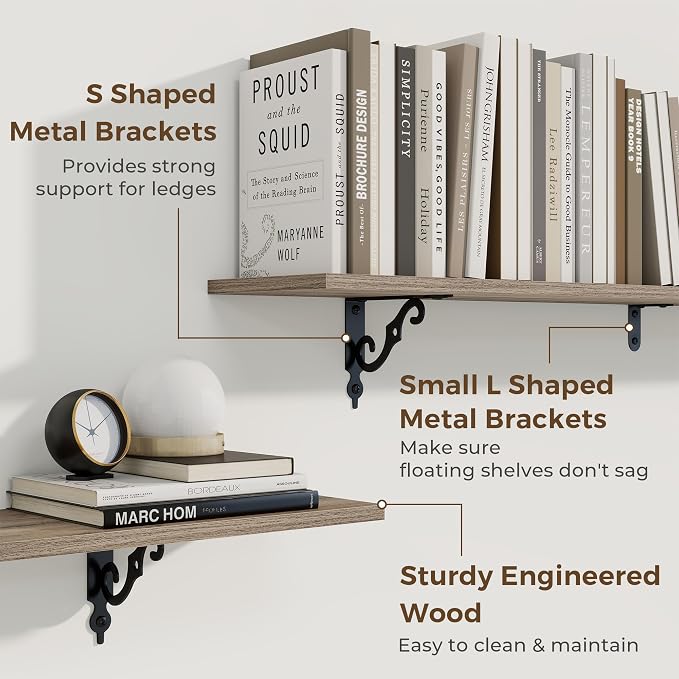 RICHFOCUS Floating Shelves for Wall Decor, 55.1W x 8D Shelves Set of 2 - Image 4