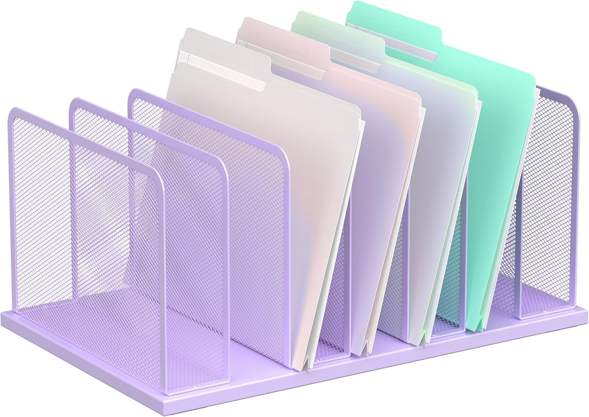 Kuntine.B 7-Section Upright Desk File Organizer Purple 1 Pack