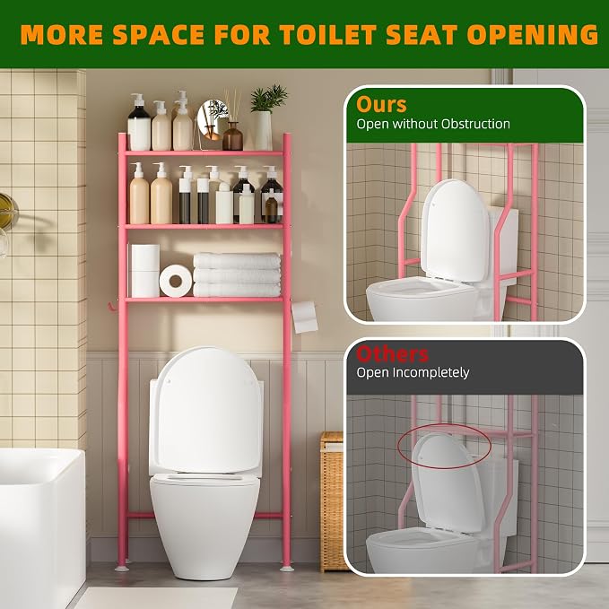 3-Tier Over The Toilet Storage, Space Saver Metal Bathroom Shelves, - Image 5